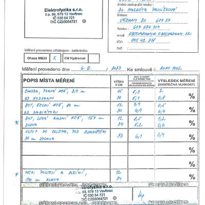 Izolácia proti vzlínajúcej vlhkosti v dome pre seniorov - Protokol#1