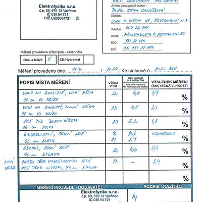 Vysušenie a trvalá izolácia od vlhkosti obecného úradu - Protokol#1