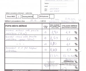 Vysušenie administratívnej budovy Jednoty COOP Nymburk - Protokol#1